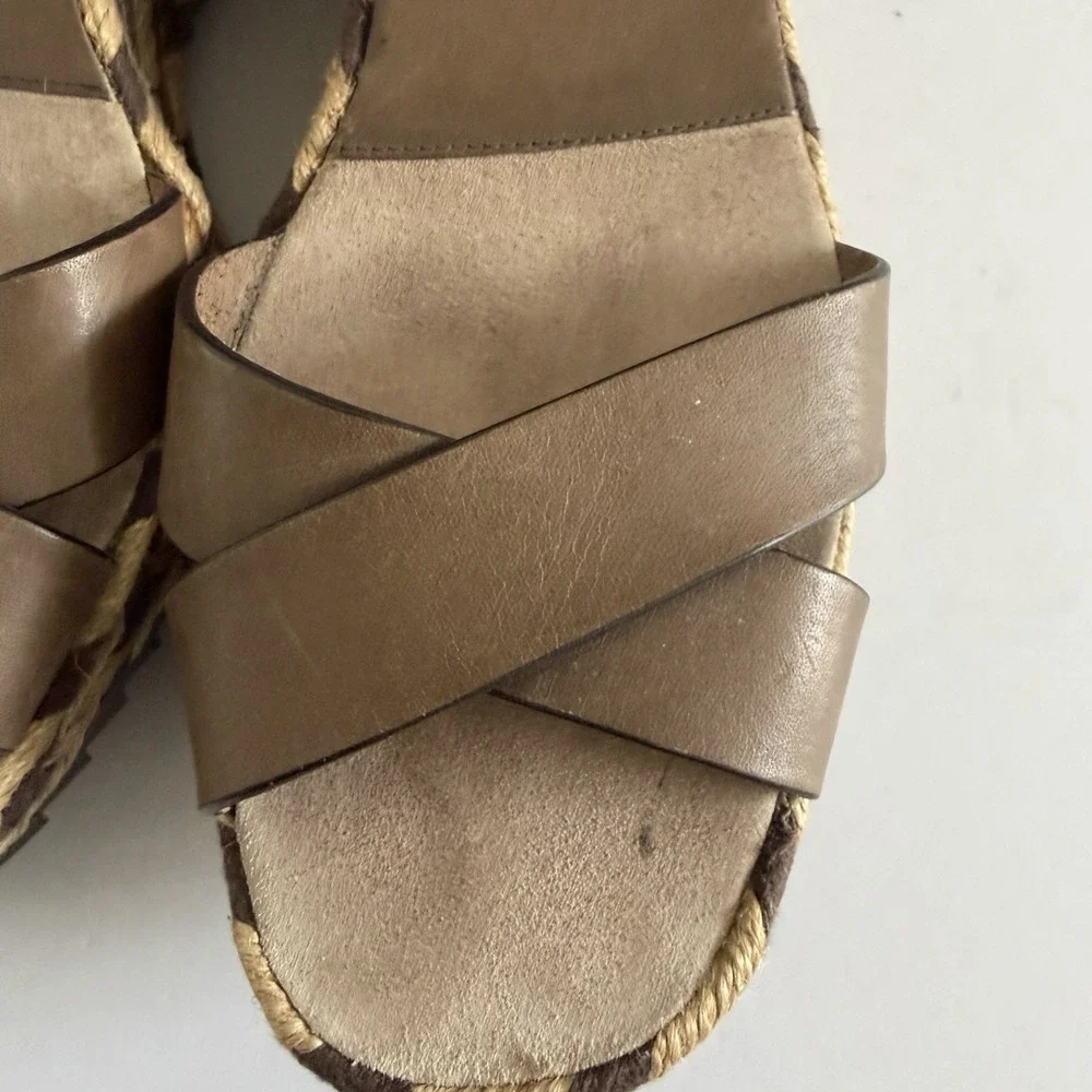 Pedro García Woven Chevron Wedge Espadrille Sandal Womens Size 38 Made in Spain